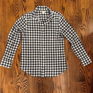J Crew Factory Blue And White Gingham Button Up Shirt